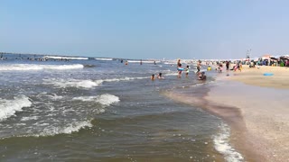 Little girls Enjoys Playing On Ras El Bar Beach