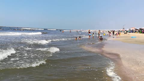 Little girls Enjoys Playing On Ras El Bar Beach