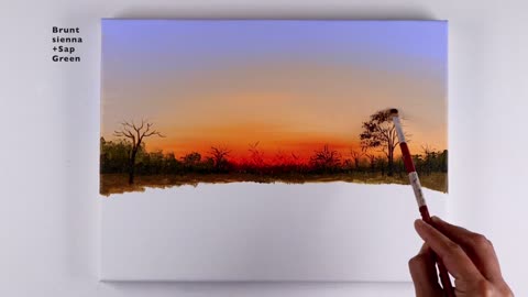 Sunset Painting | Sunset Landscape Painting | Sunset on the Lake Acrylic Painting