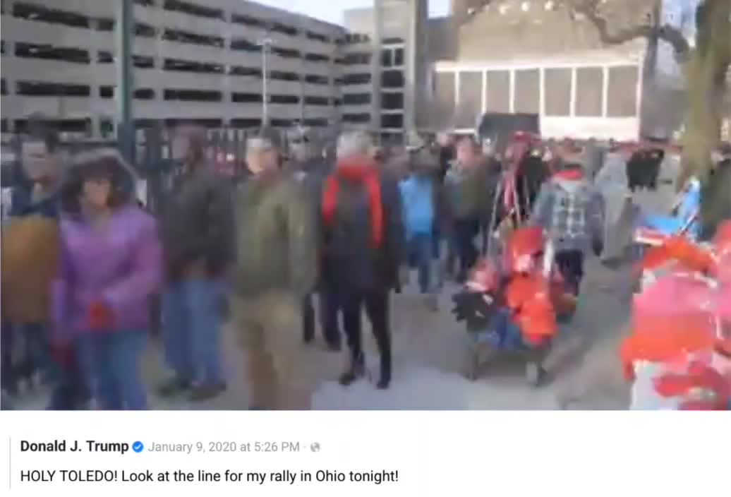 Trump Rally Line in Ohio. January 9 2020