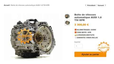 AEPSPIECES.COM - Boite de vitesses automatique AUDI 1.8 TSI KPR