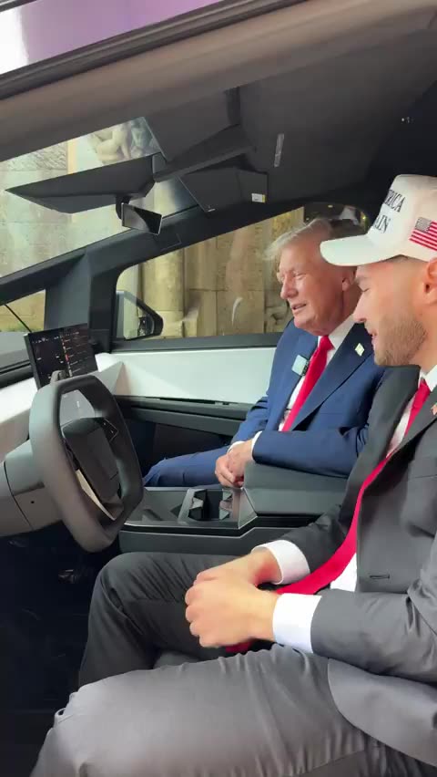 POV: you’re riding in a Cybertruck with President Trump