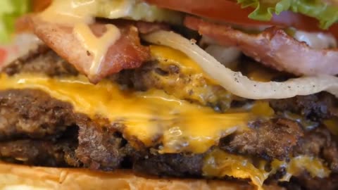 Korean Street Food | Bacon Triple Cheeseburger American style
