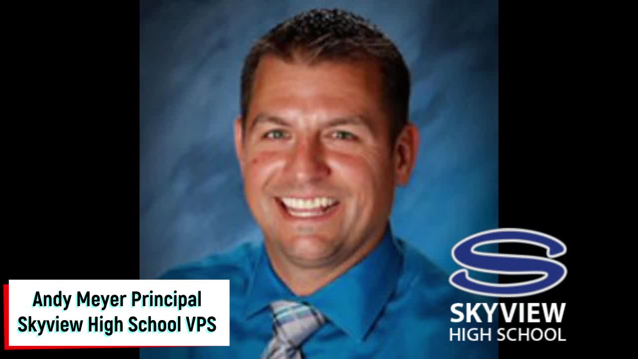 Megan Gabriel Interacting with Skyview HS Principal Andy Meyer
