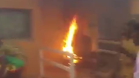 Protestors have attacked the French embassy in the West African French colony