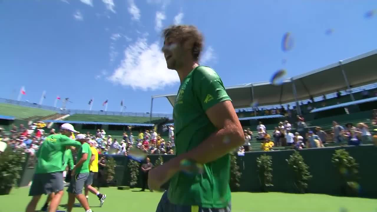 The Aussies celebrate Davis Cup victory _ Davis Cup Australia v Czech Republic_3