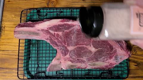 Reverse sear tomahawk steak