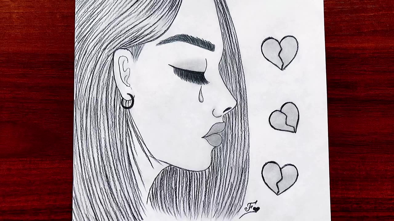 How to draw a Sad Girl ◈ Pencil sketch.◈