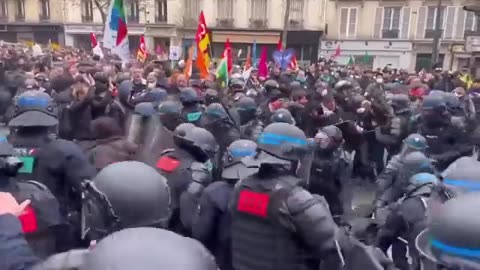 Paris: The people protest against the pension age rise. You will work until you die and be happy.