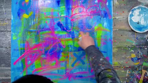Colorful Pop Art / Abstract Painting Demo With Stencils | Peace