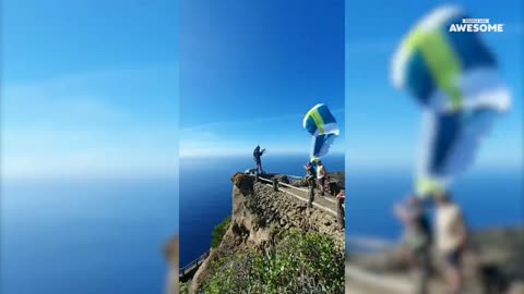 Parachute Jump from the top of mountain