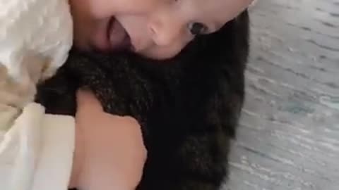 Cute Cat And Baby Love