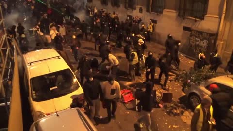 "New clashes in progress as here at Bastille Street