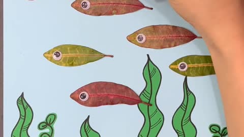 It's very simple to make a small fish from leaves.