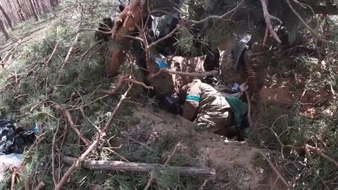 Russian soldiers showing newly captured position