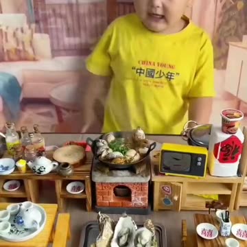Miniature cooking with sweet kid