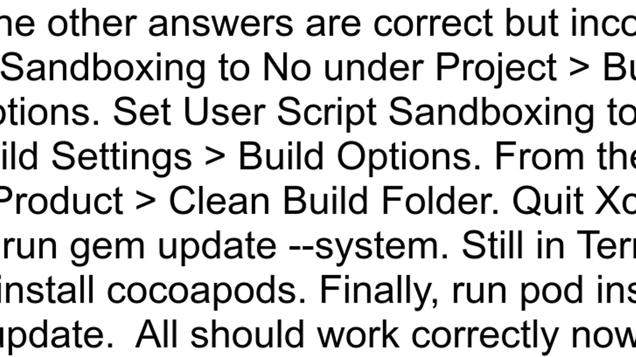 Xcode Workspace Build Error Sandbox rsync1900 deny1 filereaddata