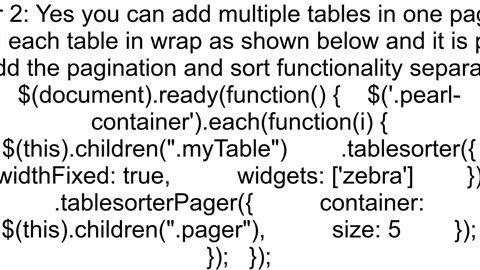 How to have multiple jQuery TableSorter tables on a page