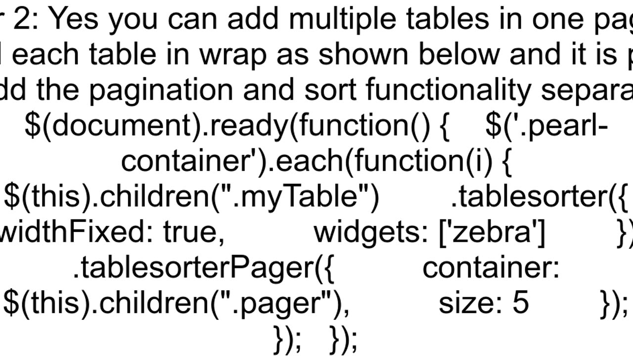 How to have multiple jQuery TableSorter tables on a page