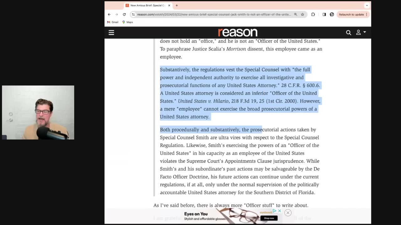 Jack Smith Is An ILLEGAL APPOINTMENT - Brief Filed In Florida That Could END His Career!