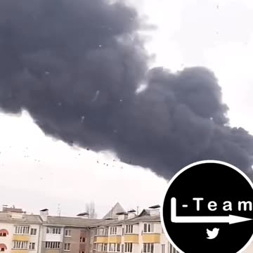 Ukraine Russia War Sky covered with think black smoke