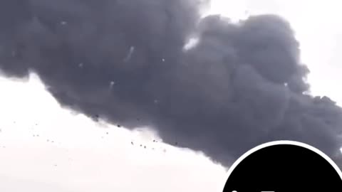Ukraine Russia War Sky covered with think black smoke