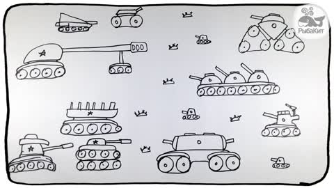 Tank battle between Petrov and Vasechkin, Crazy Tank, RybaKit