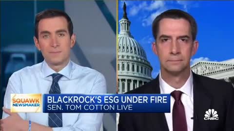 Senator Tom Cotton calling out BlackRock as a 'climate cartel'.