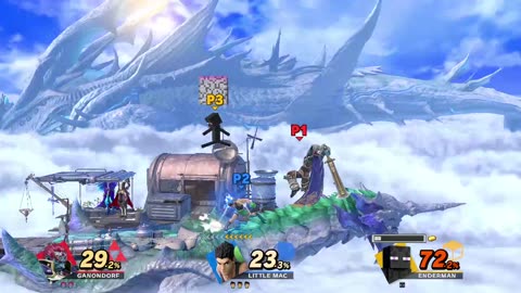 Ganondorf vs Little Mac vs Enderman on Cloud Sea of Alrest (Super Smash Bros Ultimate)