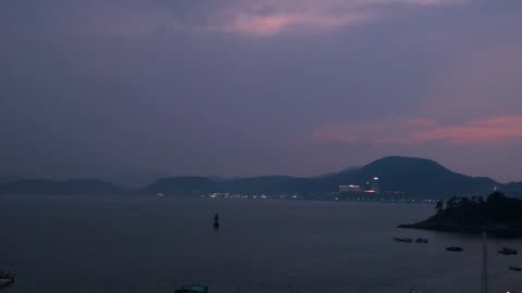 Nighttime View of Yeosu Yacht Marina - Vertical Shot