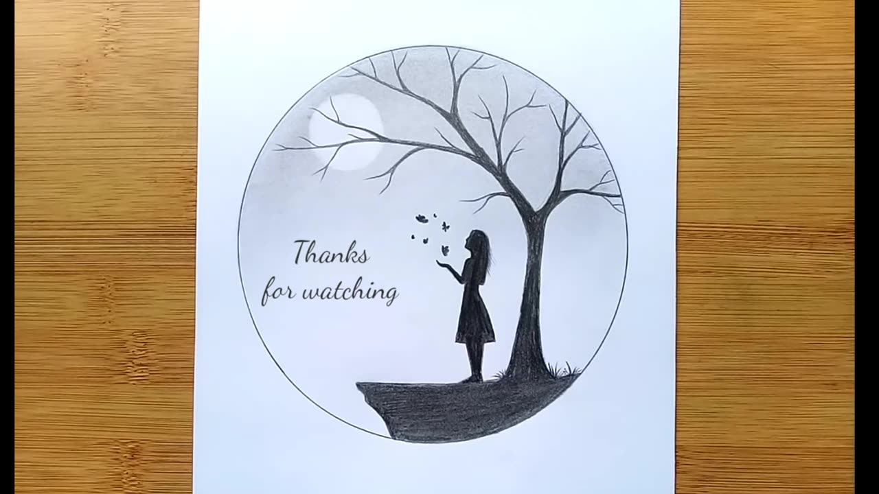 How to draw a girl with Butterfly in Moonlight for beginners __ Pencil sketch __ Art Video