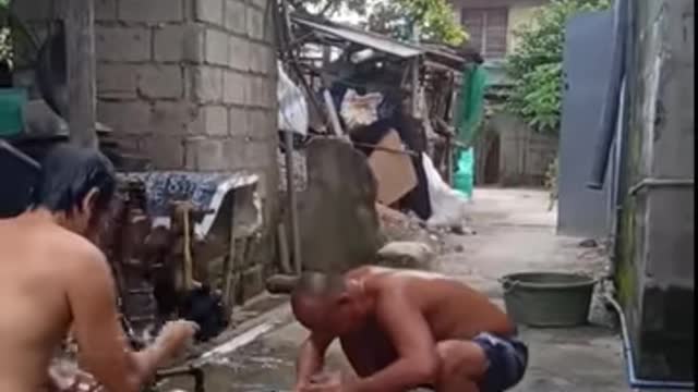 GUYS HAVING FUN IN HIM.