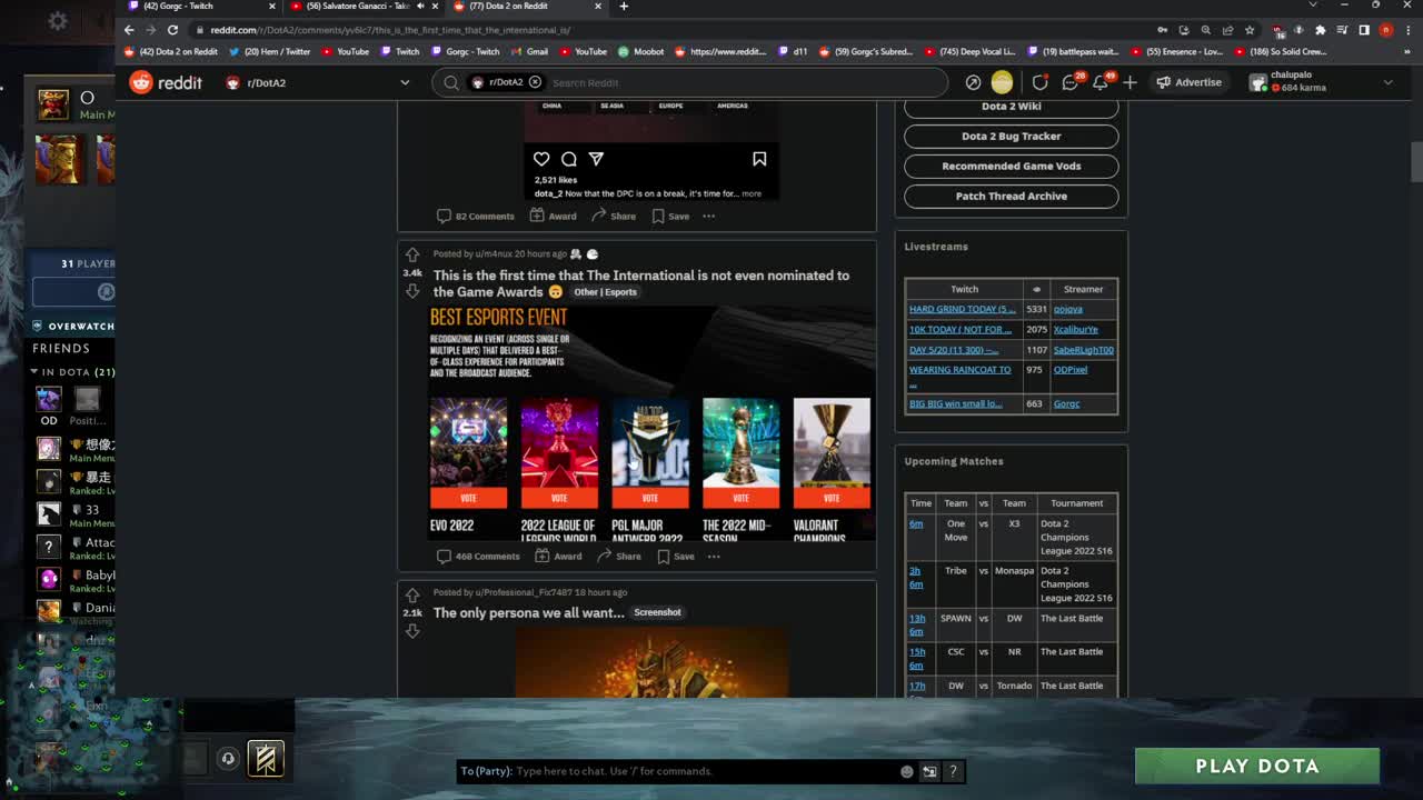 Gorgc reaction on TI11 not nominated to Game Awards