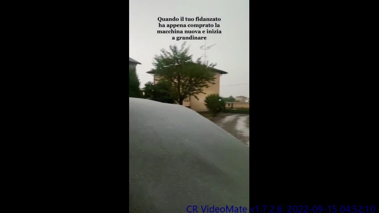 When it began to hail, the owner hurried downstairs to protect the car.