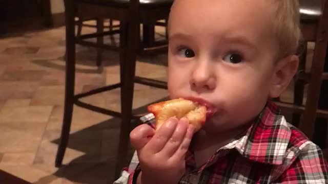 A real Italian baby knows how to eat bread