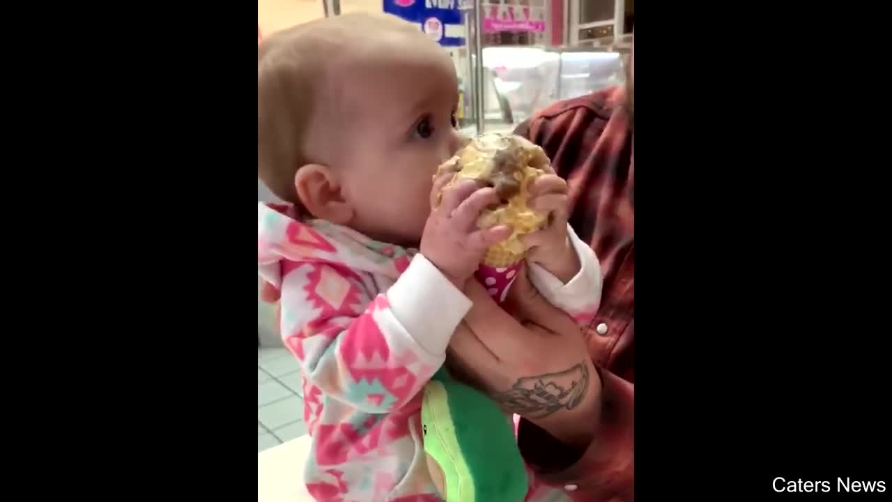 Baby Tastes Ice Cream For First Time