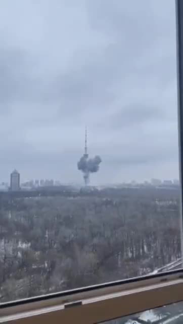 There were two hits on the TV tower in Kyiv