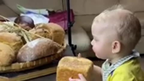 Cute baby eating