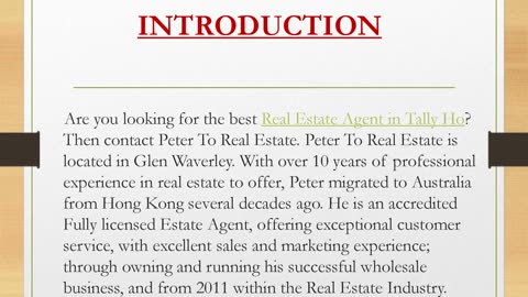 Best Real Estate Agent in Tally Ho