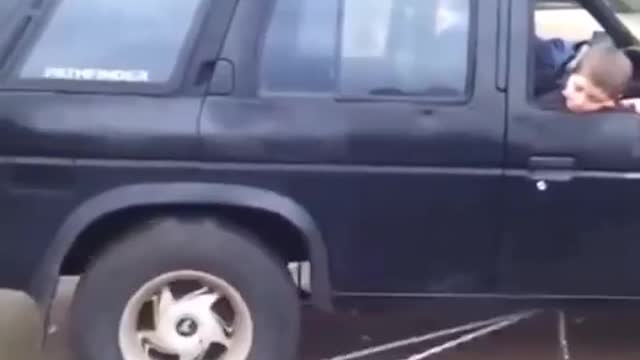 His truck has no reverse.So he built this !