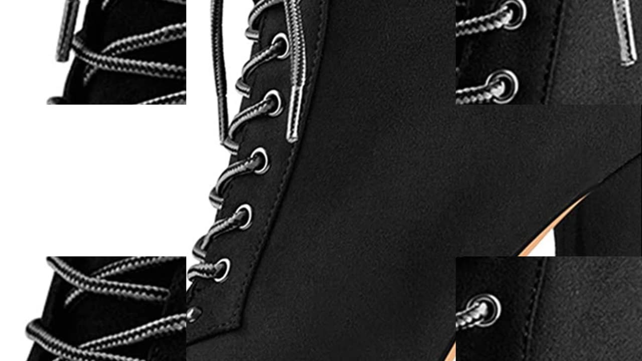 Richealnana Women's Platform Lace Up Chunky Block Heel Ankle Boots