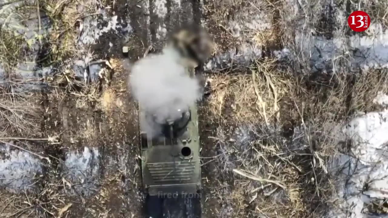 Crew members got out of the shot Russian tank but failed to escape