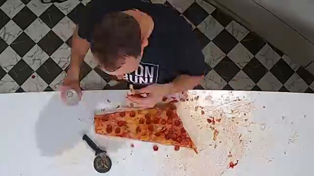 Mr beast I at the world 's largest pizza in slice video