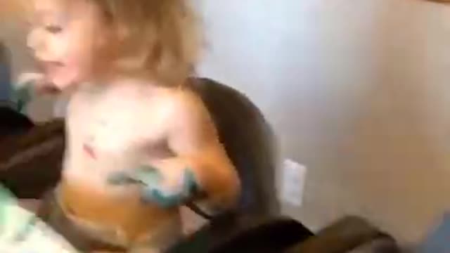Triplet Toddlers Make a Mess While Painting With Hands