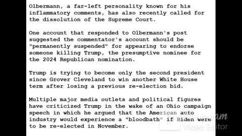 24-0318 - Keith Olbermann Suggests 'Hope' for Trump's Assassination in X Post
