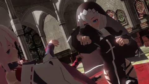 [MMD HONKAI IMPACT] A Fight inside the Church by Kiana Kaslana VS Yae