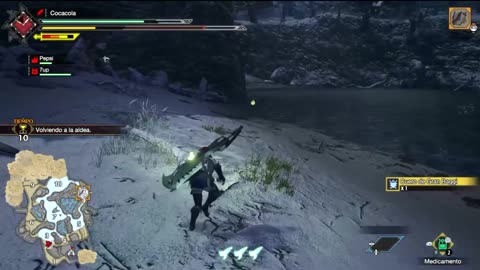 cazando dinosaurio en monster hunter