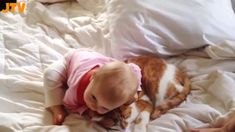 Funny and cute babies playing with cats - Cute cat & baby videos compilation