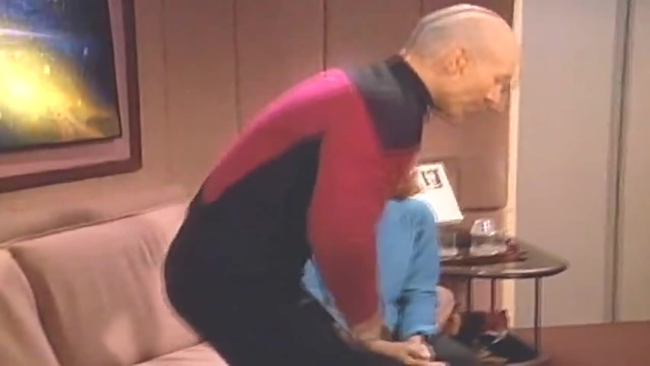 Picard takes it in the behind Star Trek The Next Generation