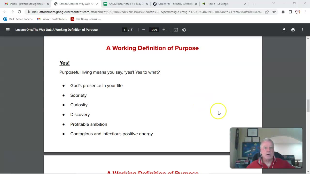 Moments with Dr. Steve #13 | Purpose -- Initial Thoughts